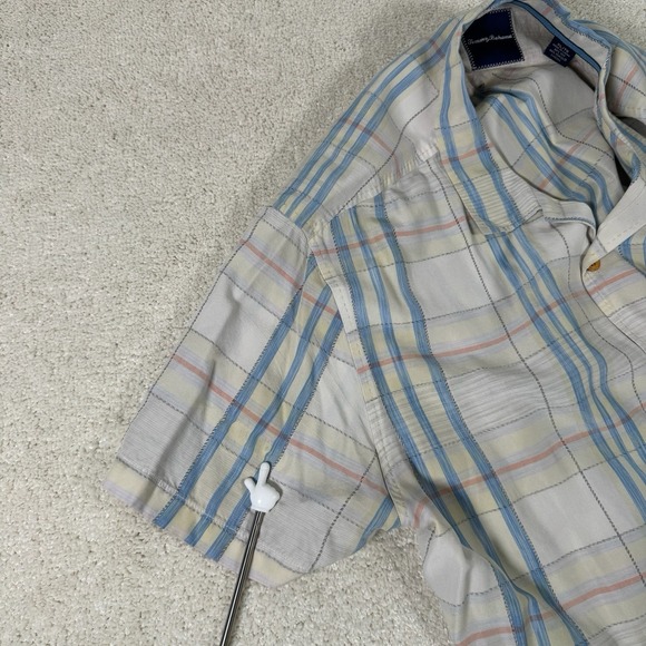 Tommy Bahama Shirt Mens XL Plaid Silk Tencel Blend Stretch Short Sleeve Beach - Picture 6 of 8